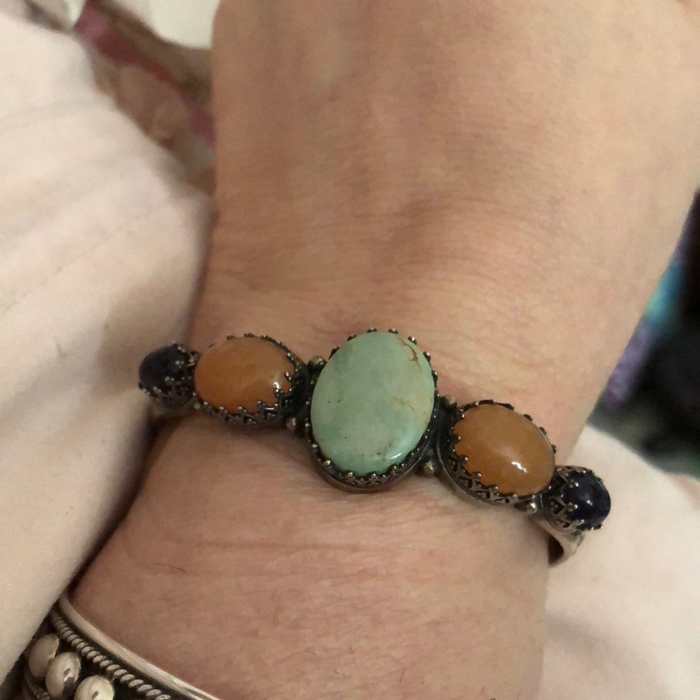 Carolyn Pollack Southwestern sterling and gemstone cuff M/L